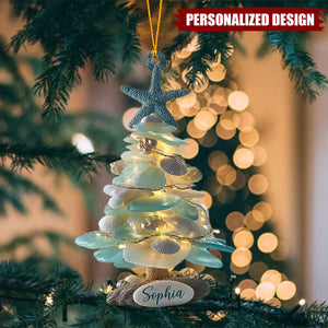 Personalized Sea Glass Christmas Tree Ornament-Holiday Gift For Beach Lovers