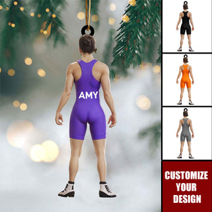 Personalized Wrestler Christmas Ornament, Custom Wrestler Singlet Ornament with Name