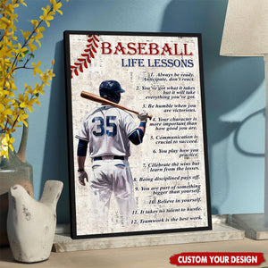 Personalized Baseball Life Lessons Poster - Gift For Baseball Athletes, Coaches, and Fans