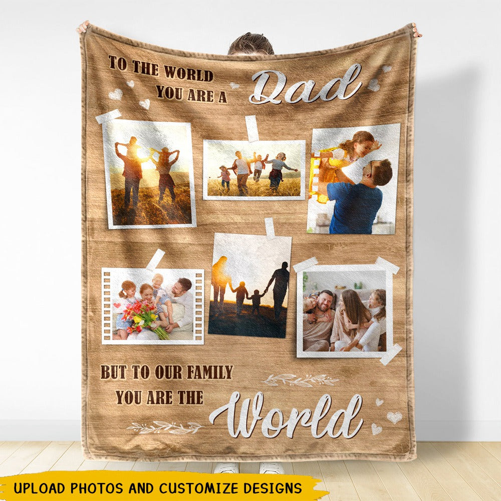 Custom Photo You Are The World - Gift For Mom & Dad - Personalized Fleece Blanket