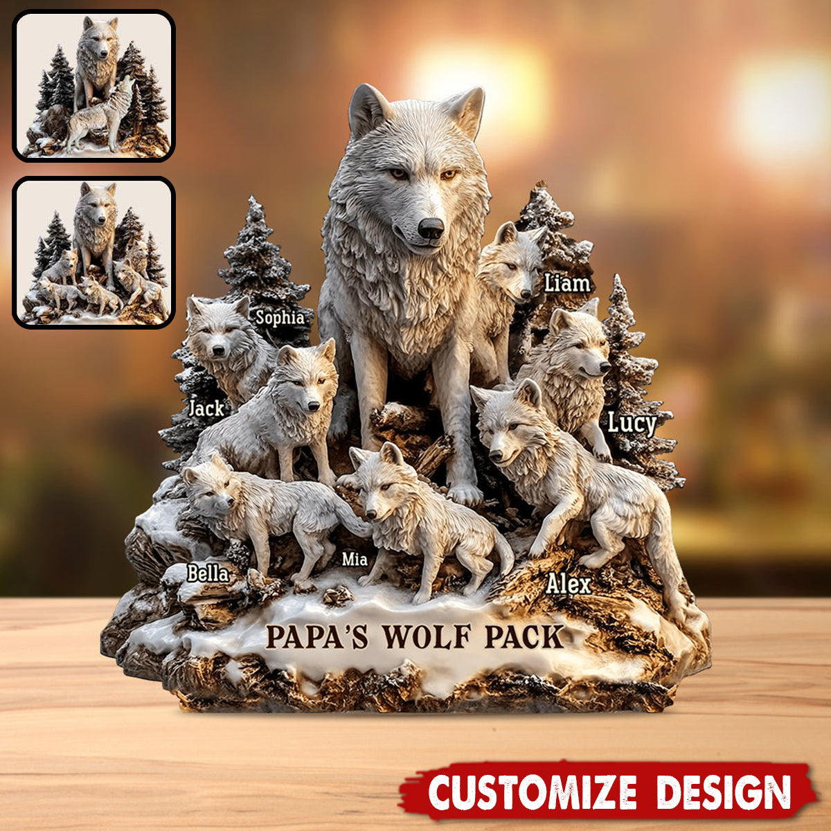 Papa's Wolf - Personalized Father Custom Shaped Acrylic Plaque