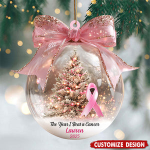 The Year We Beat A Cancer  - Personalized Ornament - Gift for Cancer Fighter