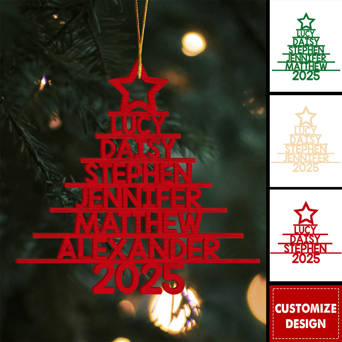 2025 New Release Personalized Family Name Wood Ornament