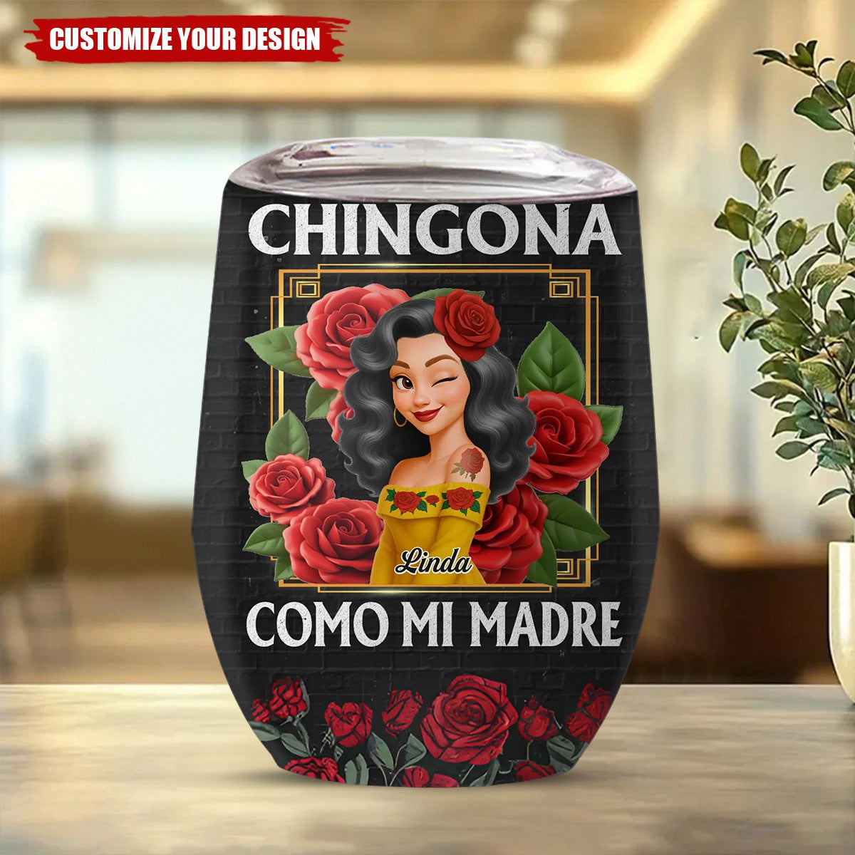 Custom Wine Tumbler - Personalized Hispanic Month Birthday Gifts For Hispanics And Latinos, Women - Beauty With Bite, Grace With Grit