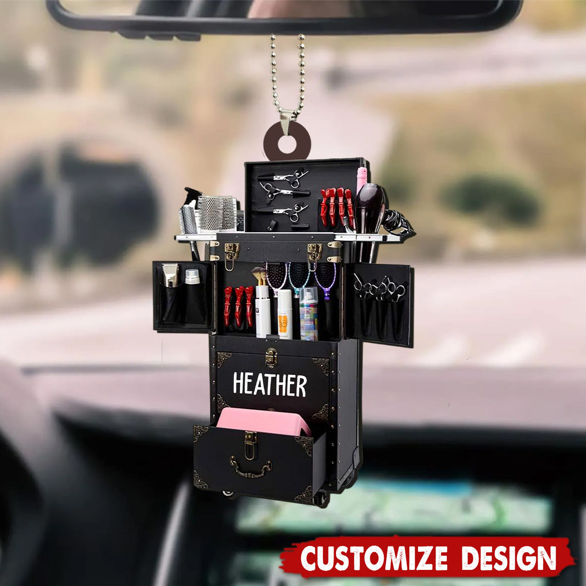 Personalized Hairdresser's Collection Car Ornament - Gift For Hairdresser
