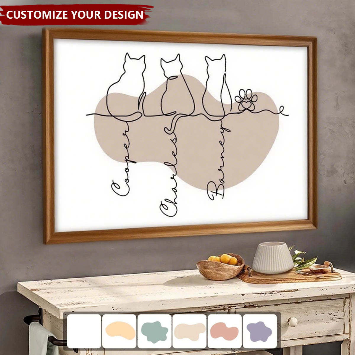 Adorable Cats Line Art - Personalized Poster, Gift for Cat Mom/Cat Dad, Cat Lover's Gift