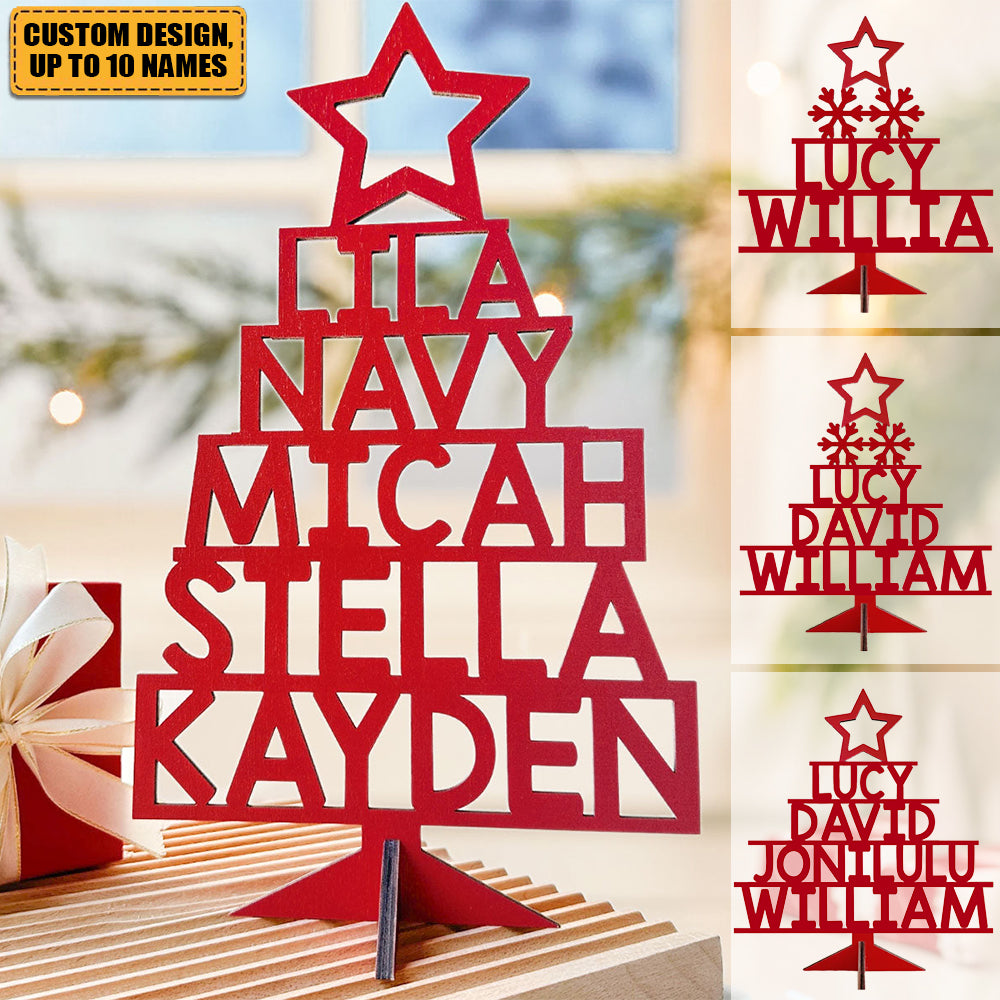 Christmas Decor Our Family - Personalized Wood Christmas Tree