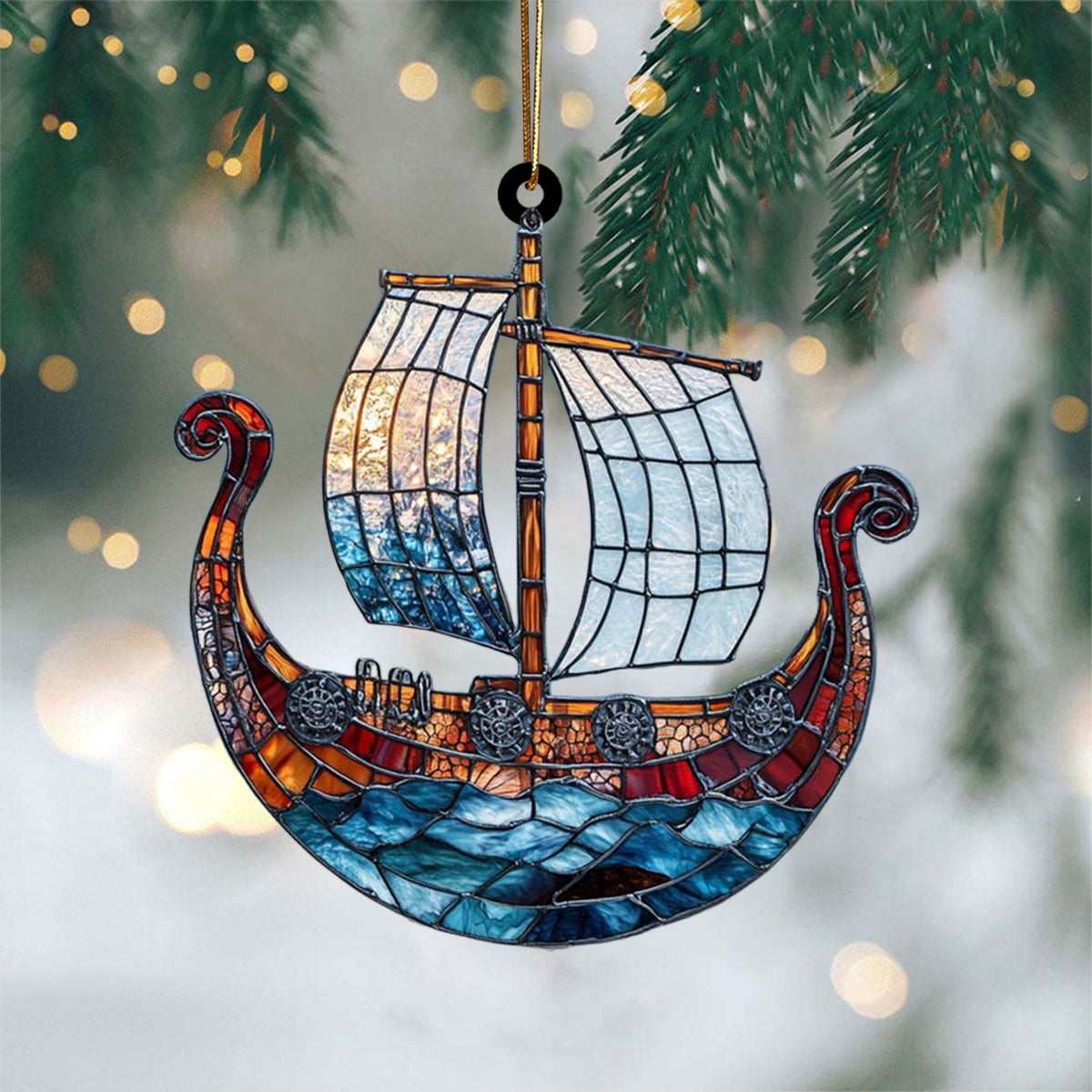 Viking Ship Acrylic Suncatcher Ornament,Christmas Ornament