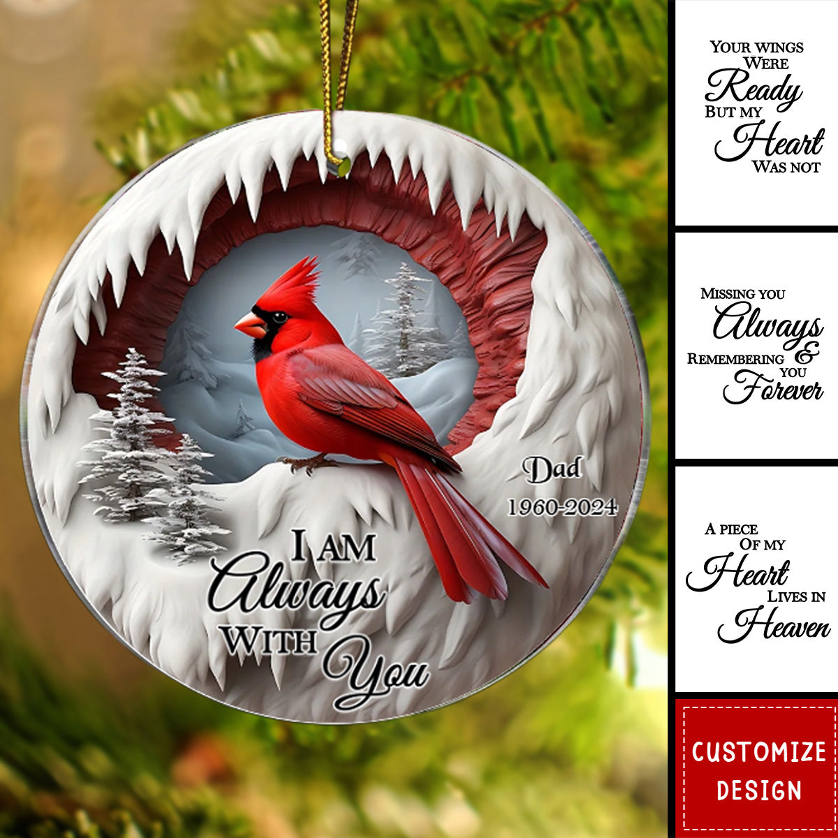 2024 New Release - Your Wings Were Ready But My Heart Was Not - Personalized Cardinal Memorial Ornament