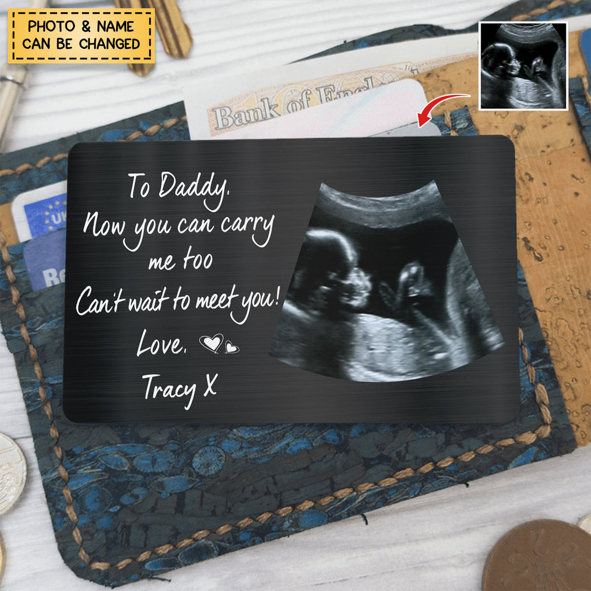 Now You Can Carry Me Too - Gift For Dad, Father, New Parents - Personalized Stainless Wallet Card