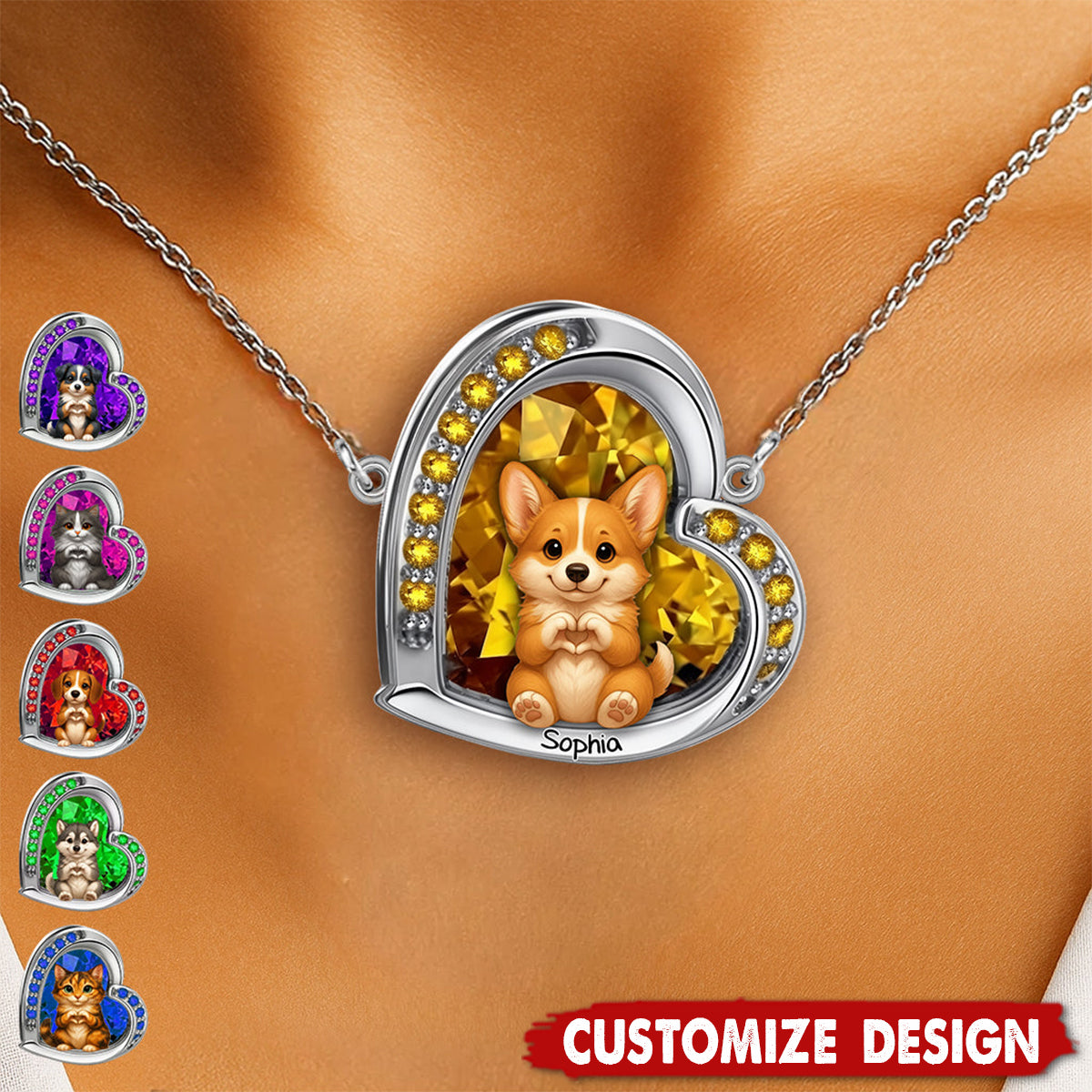 Personalized Dog Cat Heart Necklace - Gift For Dog Lovers