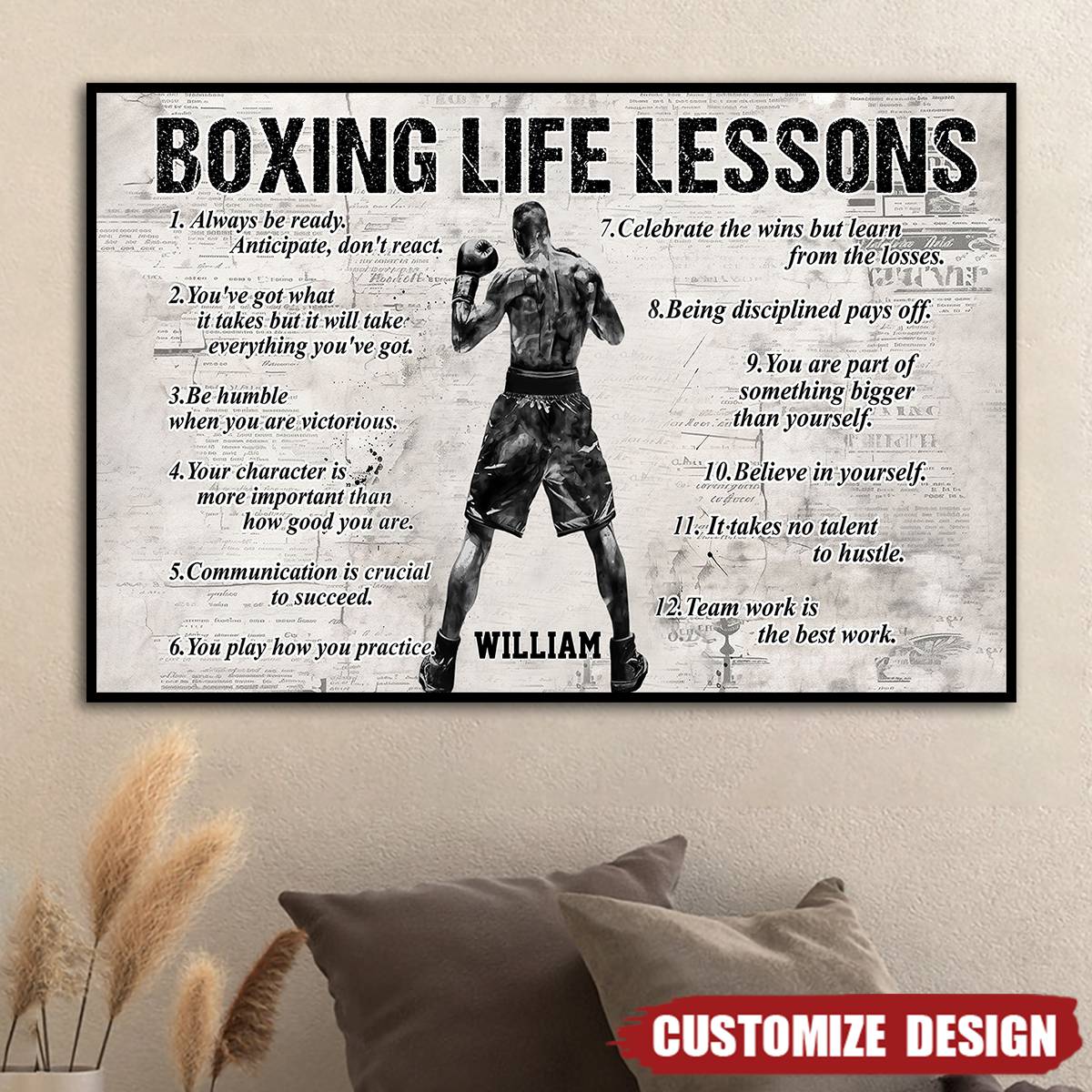 Personalized Boxing Life Lessons Poster-Gift For Boxing Lovers