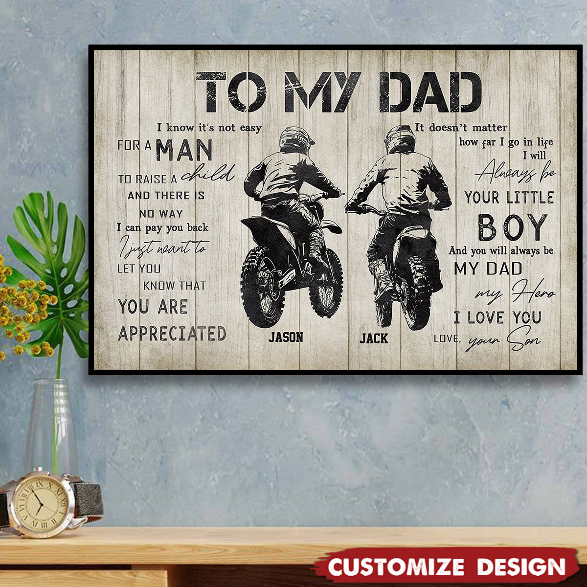 Personalized Motocross Dad Son Poster - Birthday,Father's Day Gift For Motocross Lovers