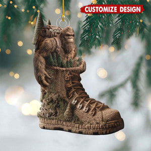 Personalized Hiking Shaped Christmas Stocking - Into The Wood
