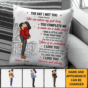 The Day I Met You - Couple Personalized Custom Pillow - Gift For Husband Wife, Anniversary
