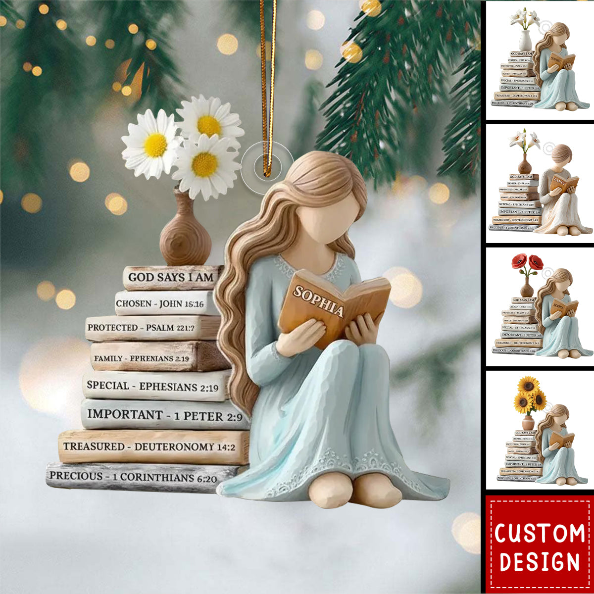 Personalized God Says I Am Christian Ornament with Bible Verse - Gift For Book Lover