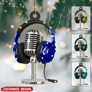 Personalized Microphone Radio Christmas Ornament - Gifts For Music Lover
