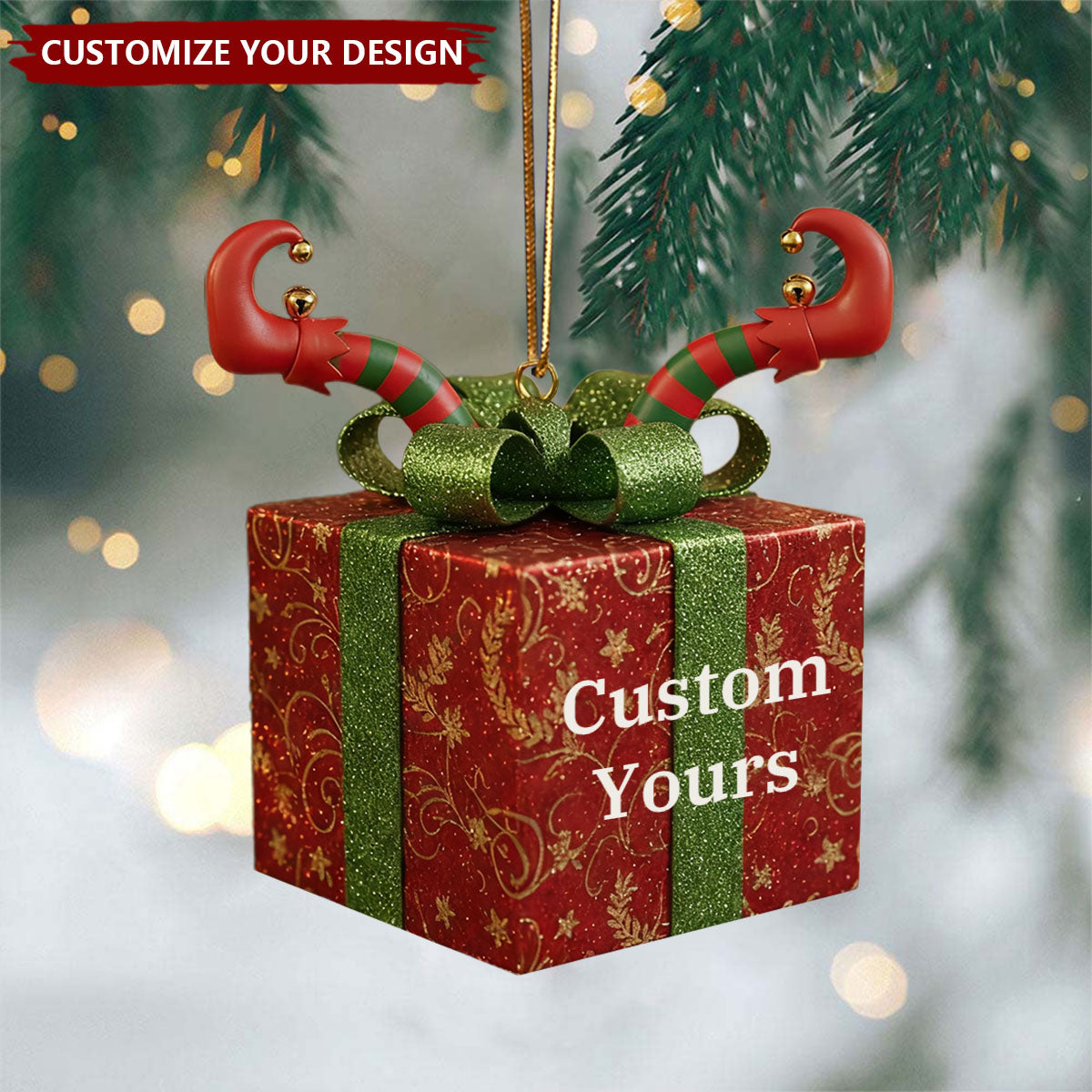 Personalized Elf Butt Sticking Xmas Ornament