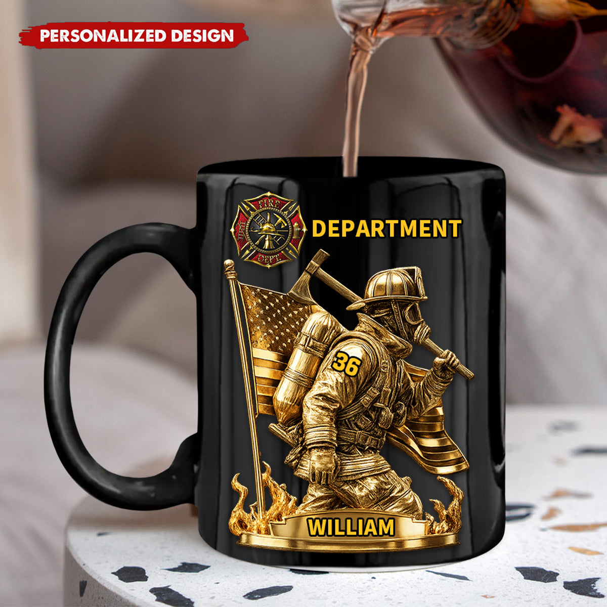 Personalized Proud Firefighter American Mug-Gift For Fireman
