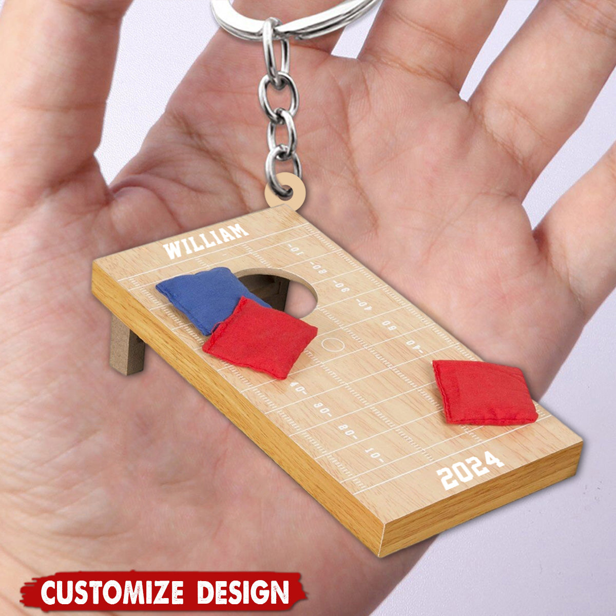 Personalized Cornhole Keychain - 2024 New Release