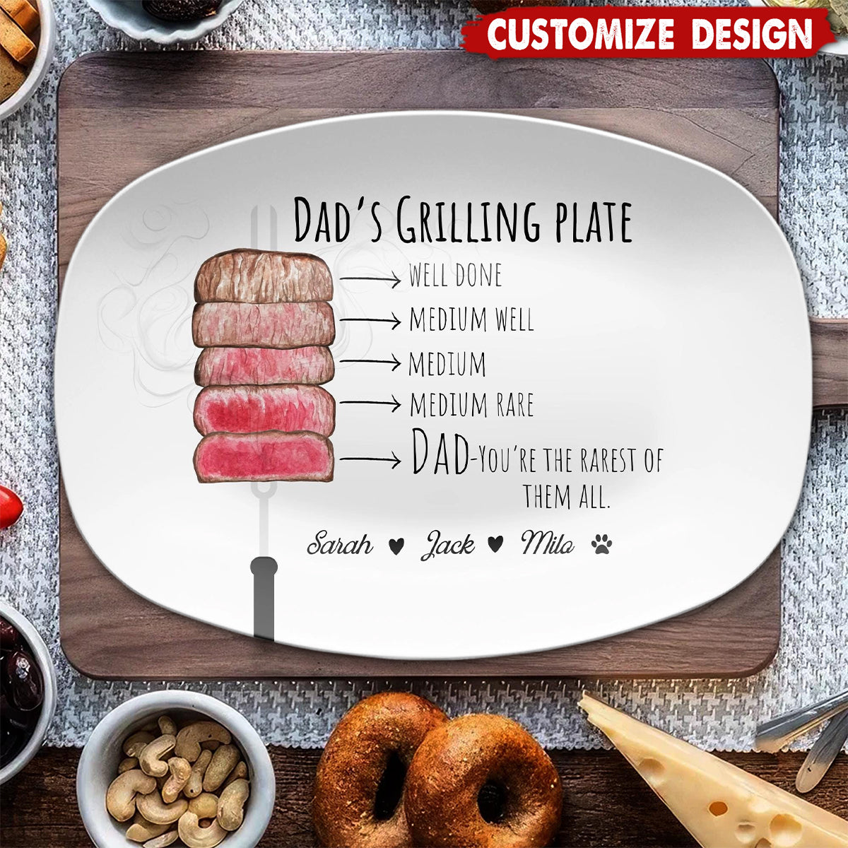 Grilling Plate for Dad Personalized Platter - Father's Day, Gift For Dad, Grandpa