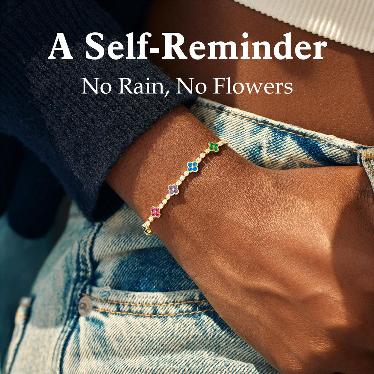 No Rain No Flowers Four-Leaf Clover Bracelet
