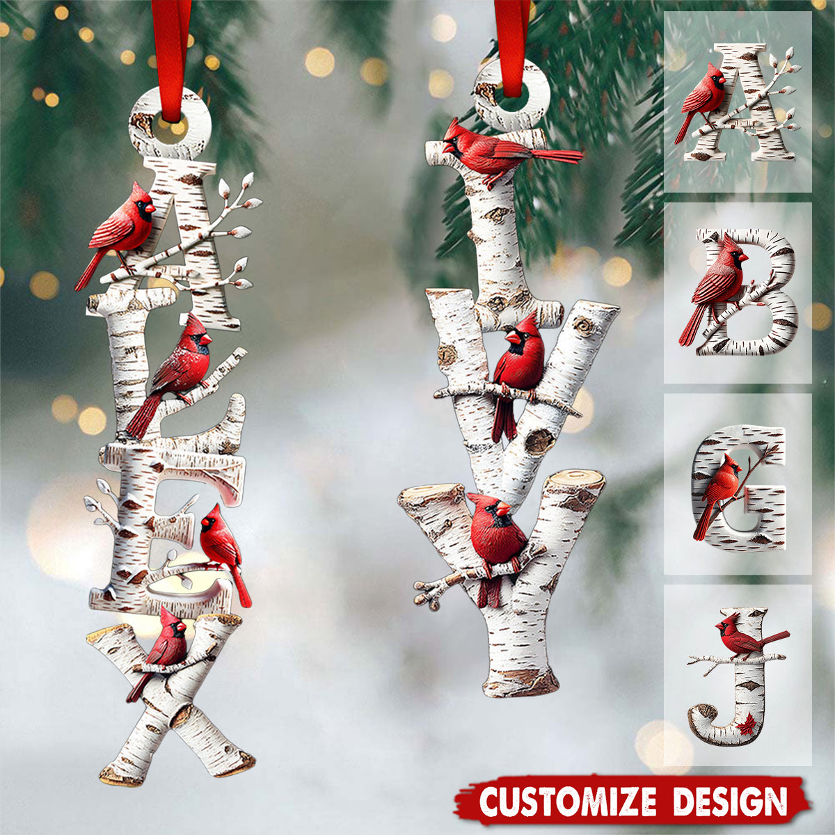 Memorial Cardinal - Personalized Your Name Letter Ornament - Gift For Heaven