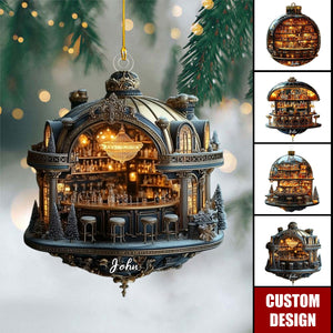 Personalized Luxury Miniature Bar Christmas Ornament -  Whiskey Bottle Decoration For Men