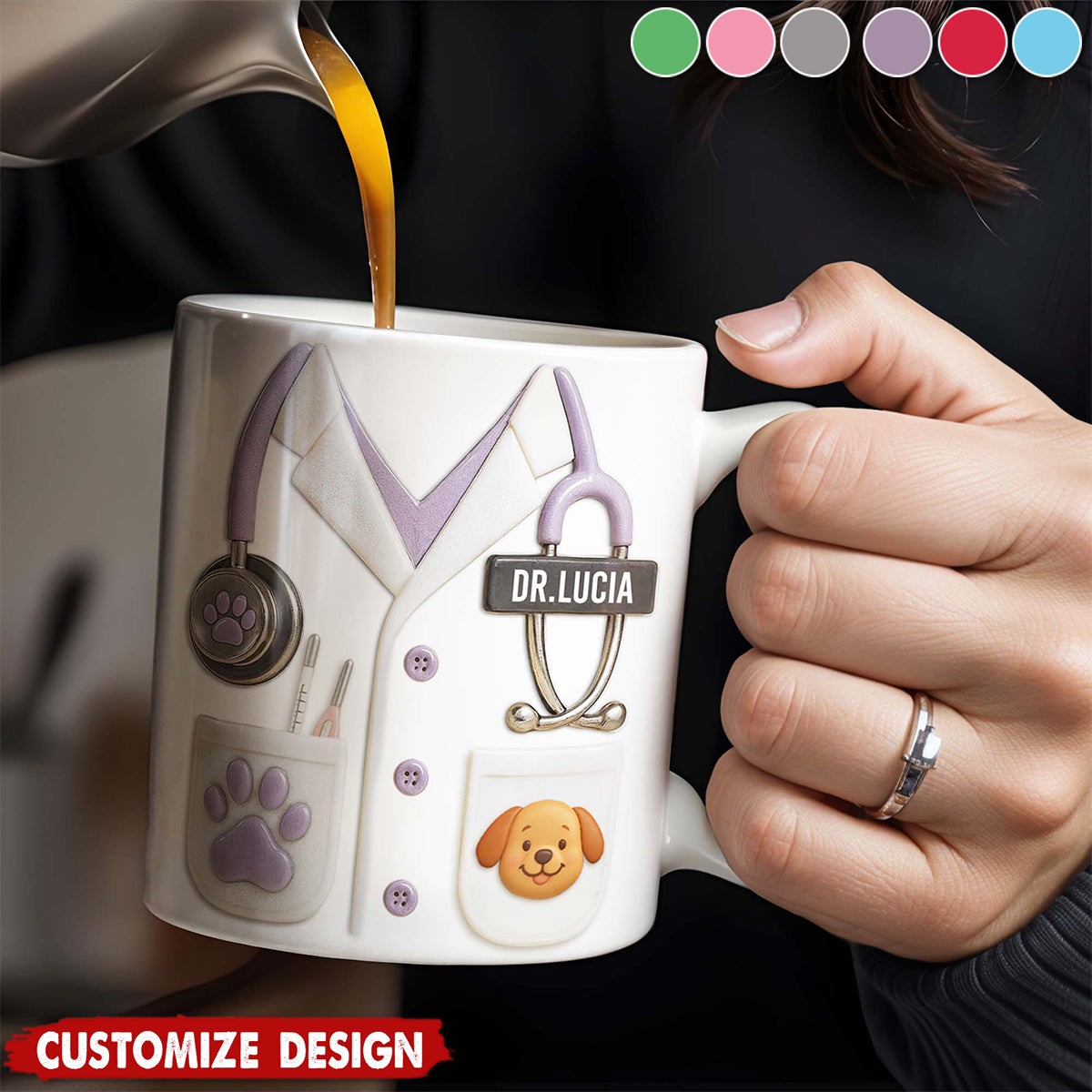 Medical Professional Design With Stethoscope And Dog Cat - Personalized Coffee Mug - Gift For Veterinarians