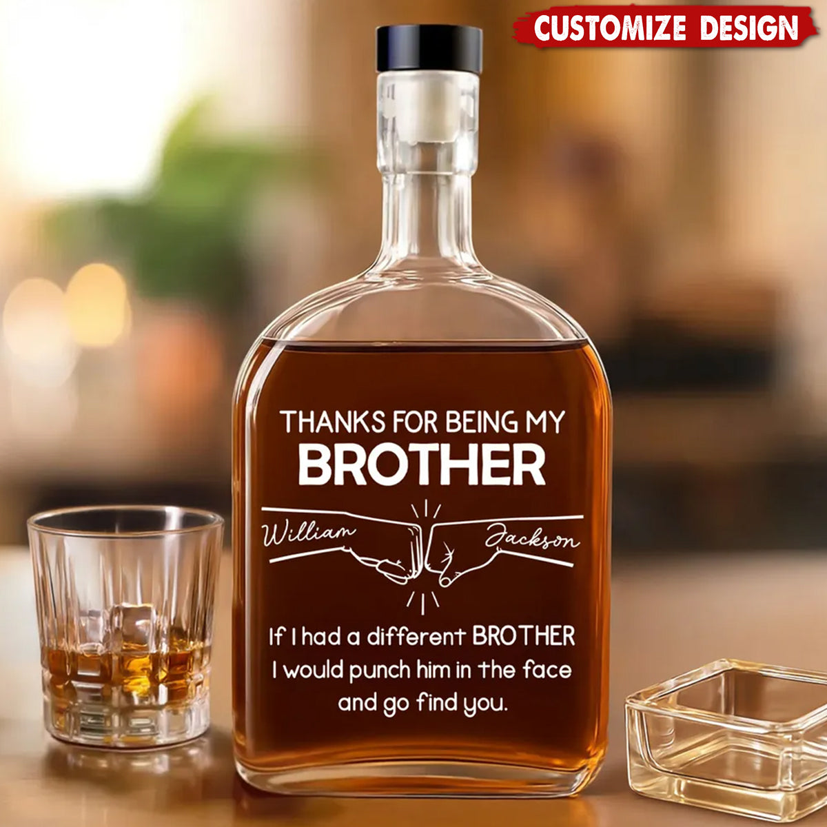 Thanks For Being My Brother - Personalized Spirits Decanter
