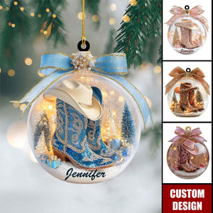 Personalized Cowgirl Boots Acrylic Ornament-Gifts for Cowboy Cowgirl