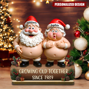 Growing Old Together-Personalized Couple Christmas Plaque-Gift For Couples And Parents