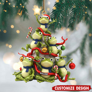 Personalized Frog Shaped Christmas Ornament - Gift For Frog Lover