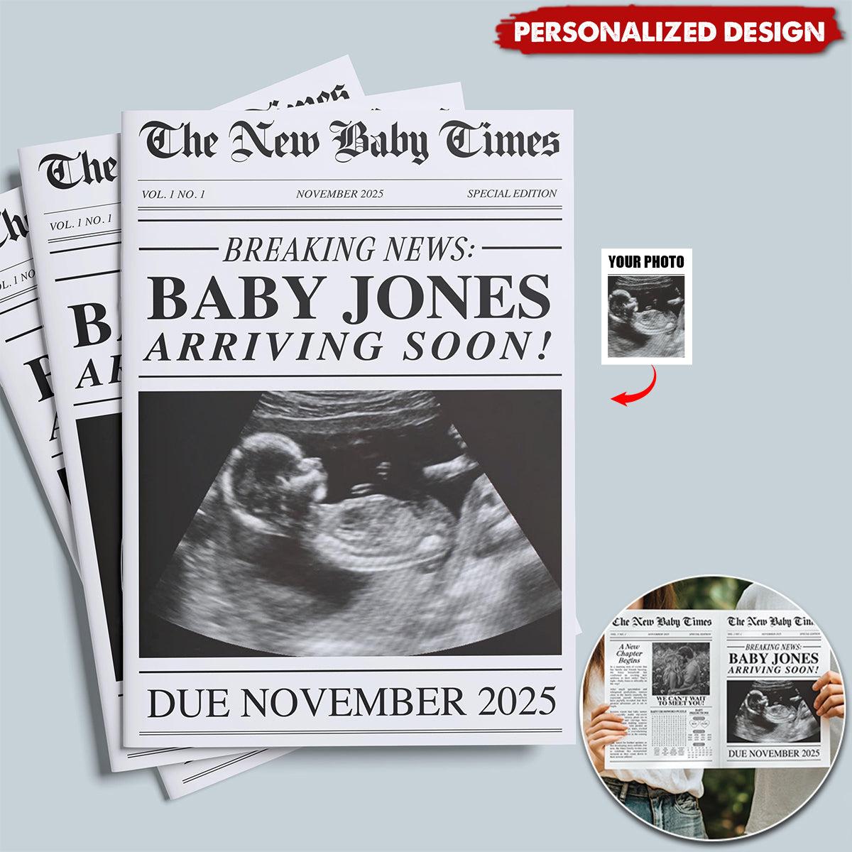 Expecting Baby Times-Personalized Newspaper Pregnancy Announcement