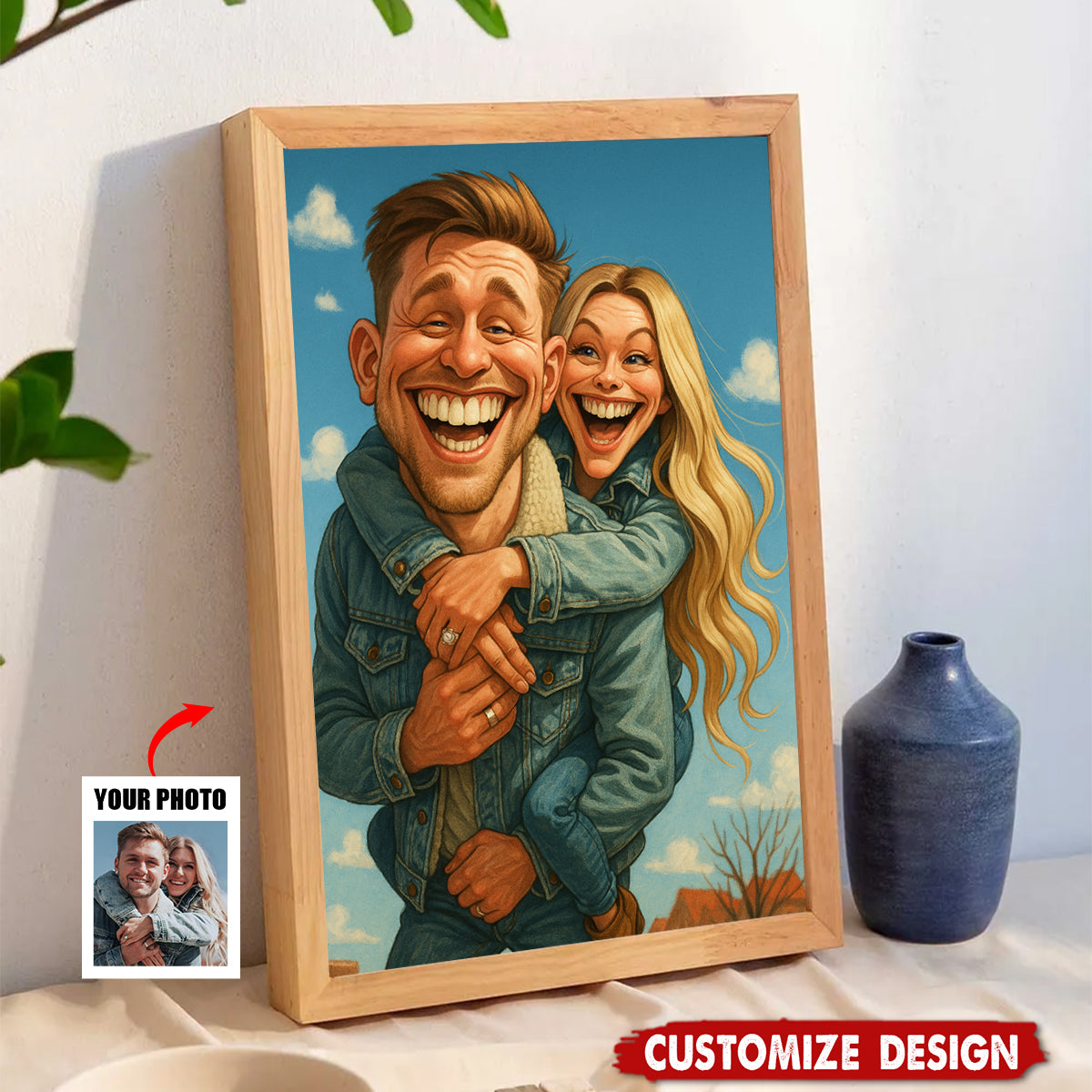 Custom Funny Caricature Poster– Transform Your Photo into Hilarious Art - Gift For Couple,Friend,Family