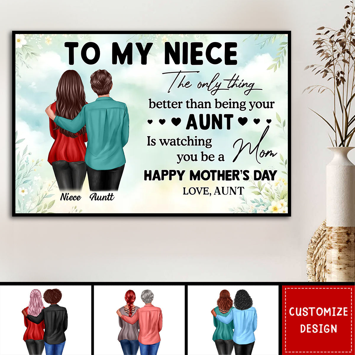 To My Niece From Aunt Happy Mother's Day Personalized Poster-Gift For Mother's Day