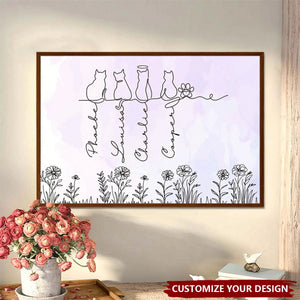 Adorable Cats Line Art - Personalized Poster, Gift for Cat Mom/Cat Dad, Cat Lover's Gift