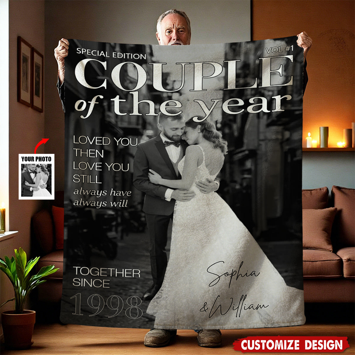 Personalized Couple Keepsake Blanket  - Choosing You Feels So Right Design