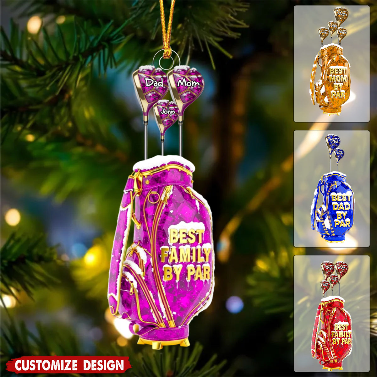 Golf Family Hand Christmas Ornament - Personalized Gifts For Family