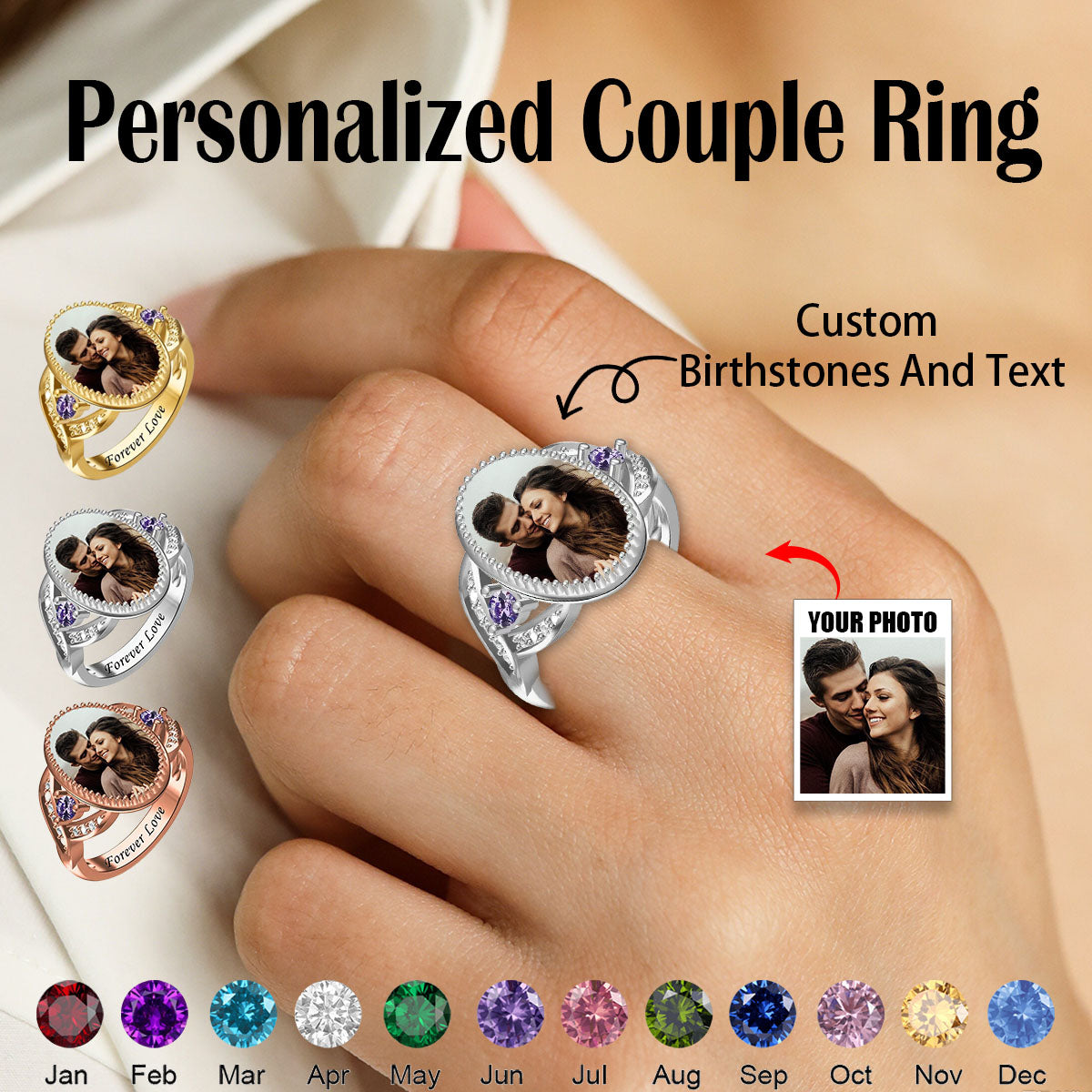 Forever Love-Personalized Couple Photo Ring