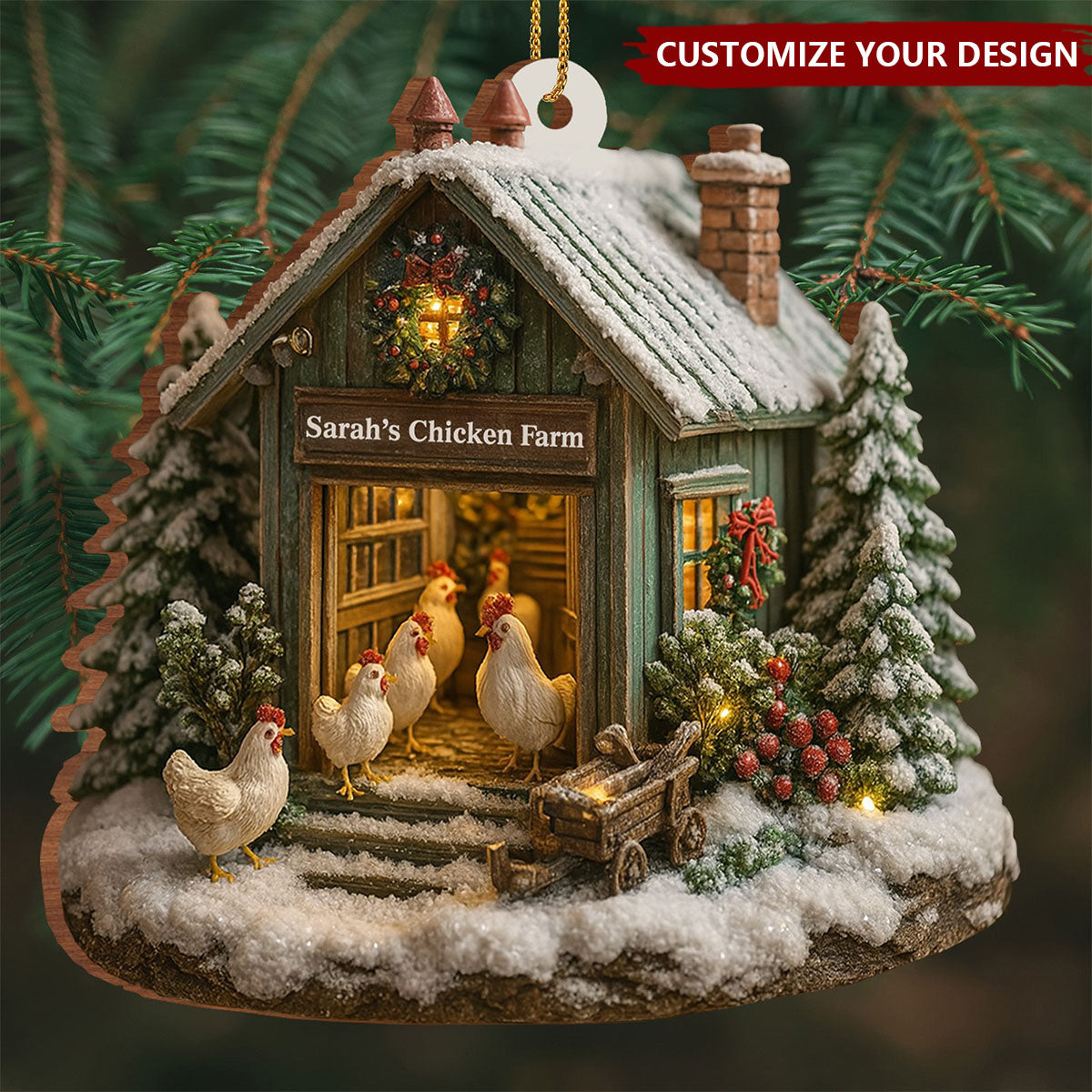 Welcome to Our Cozy Farm, Celebrate the Holiday Season, Personalized Custom Ornament