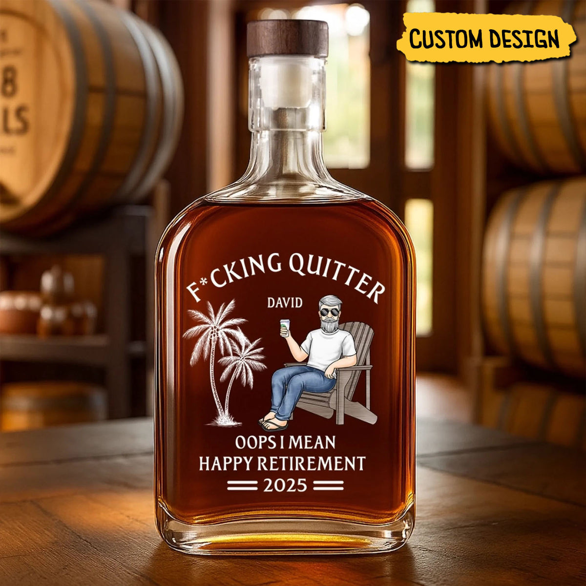 Officially Done-Personalized Whiskey Bottle, Retirement Gift For Coworkers, Work Friends, Colleagues