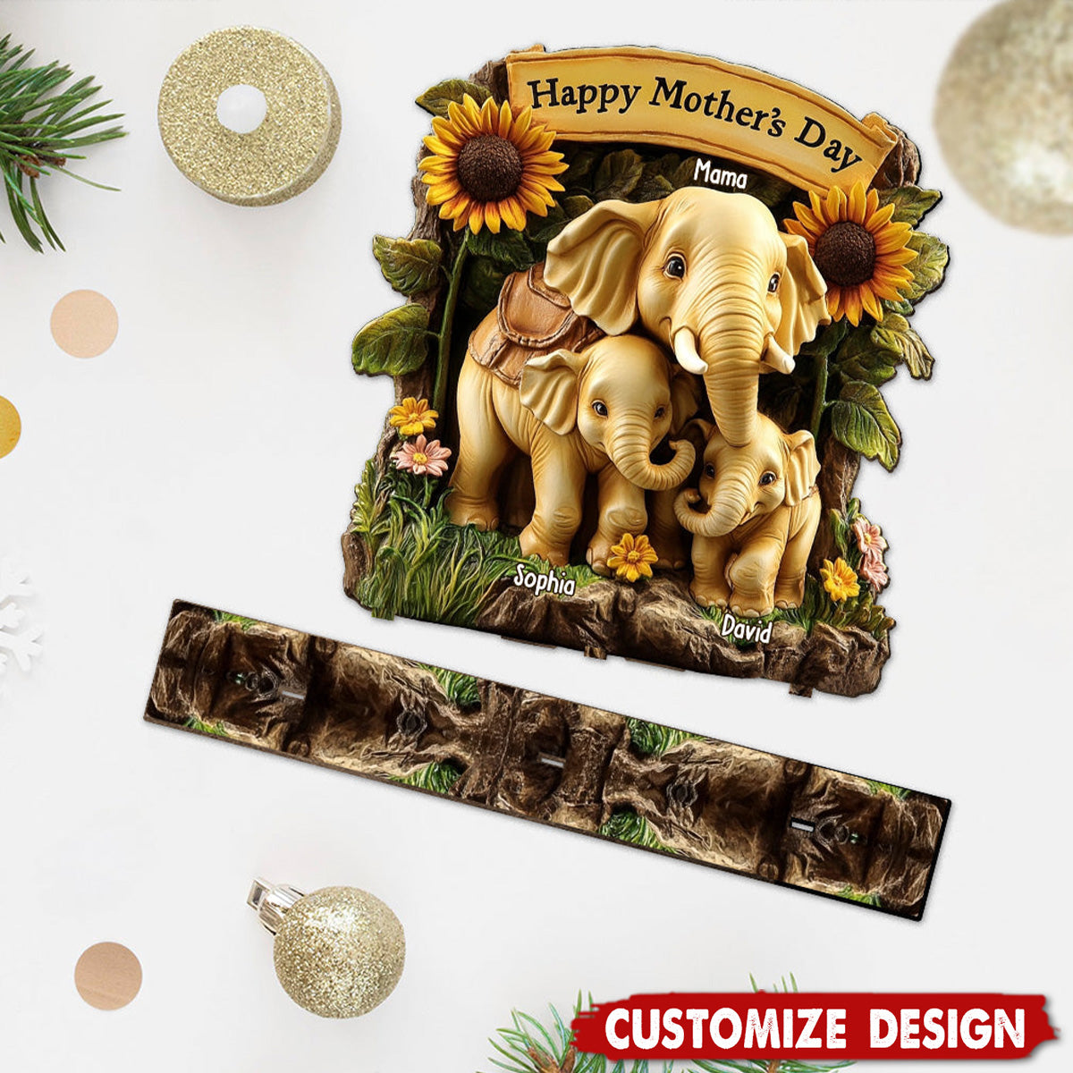 Personalized Elephant Mother 1 Layered Big Freestanding - Happy Mother's Day Gift