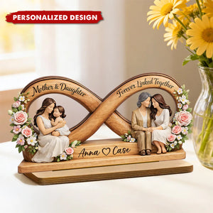 Mother & Daughter Forever Linked Together-Personalized Wooden Plaque-Mother Day's Gift For Mom, Gift For Daughter