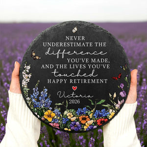 Personalized Floral Retirement Garden Stone With Stand, Colleague Retirement Keepsake, Retirement Gift For Family