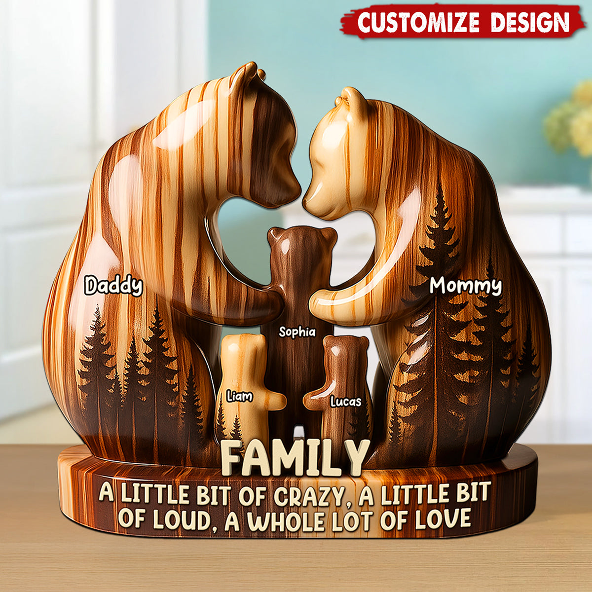 Personalized Bear Family Acrylic Plaque - Gift For Family