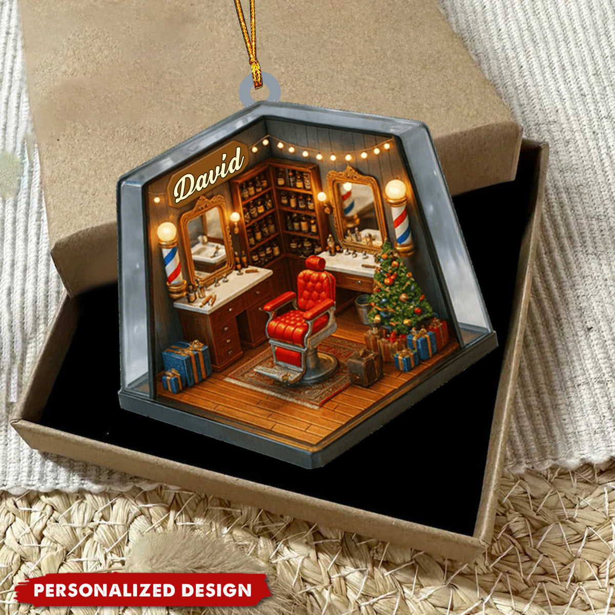 Personalized Cozy Barber Shop Christmas Ornament,Gift For Barbers And Hairstylists