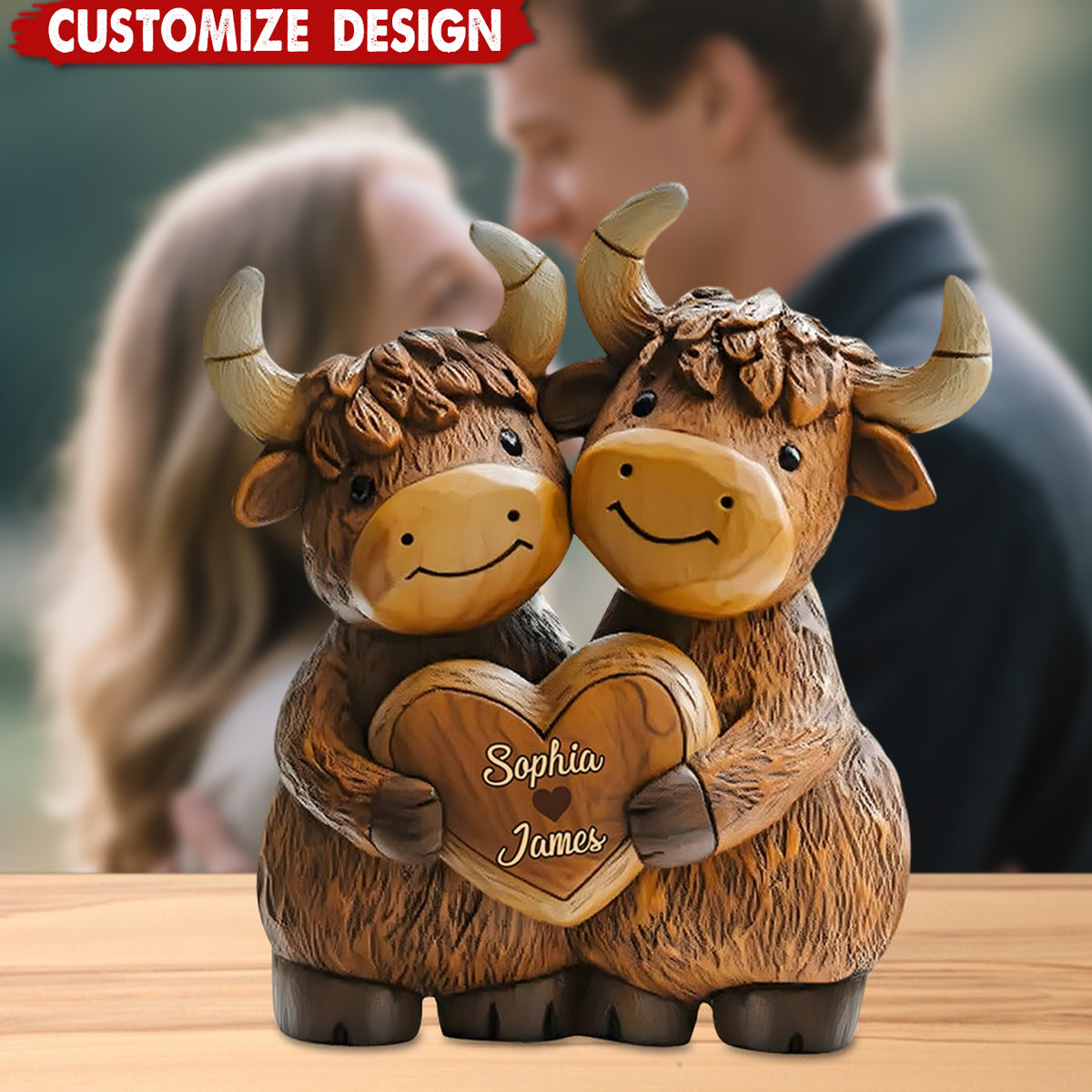 Personalized Cute Highland Cow Couple Acrylic Plaque