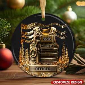 Personalized Police Officer Ceramic Ornament - Serve And Protect