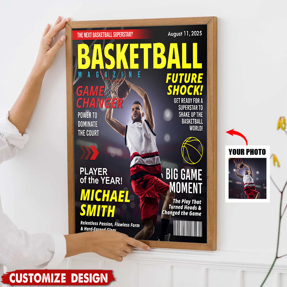 Personalized Basketball Magazine Cover Poster - Basketball Lovers Gift